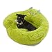 Jiupety Hundebett Katzenbett Flauschig, Donut Hundebettn Grosse Hunde, Orthopädisches Hundebett Hundehütte Indoor, Hundekorb Größe L (69 x 69 x 36 cm), Cartoon Dog Bed, Grün