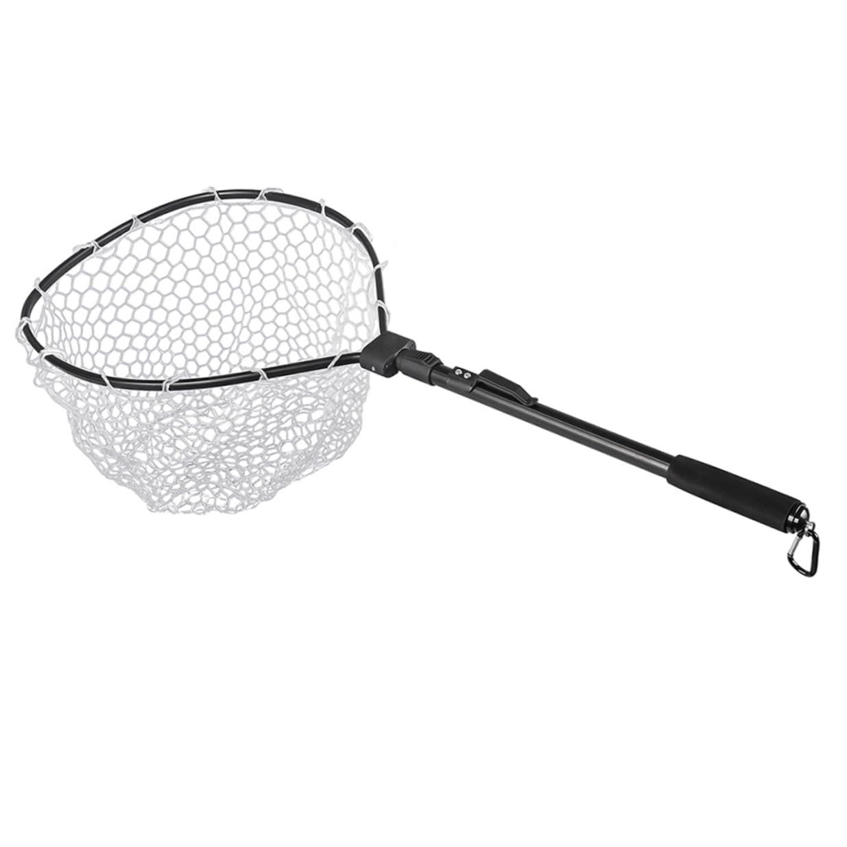Red de Pesca Manual Plegable de Aleación de Aluminio Negro | Malla de Goma, Diseño Ligero de Plegado Rápido, para Pesca en Embalses y Ríos