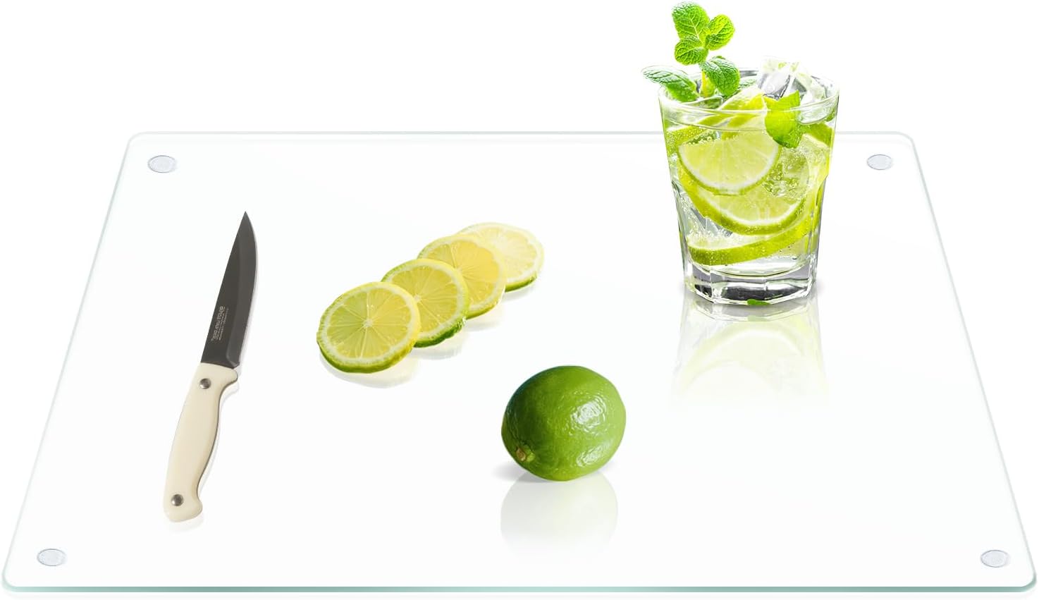 20"x16" Large Tempered Glass Cutting Board, Clear Chopping Boards for Kitchen, Heat Resistant Trivet & Countertop Saver, Non-Slip, Shatter-Resistant, Dishwasher Safe