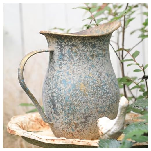 BIG FORTUNE Decorative Pitcher Vase Large Rustic Farmhouse Vase for Flowers Vintage Metal Milk Jug Vintage Decorative Pitcher Kitchen Decorations