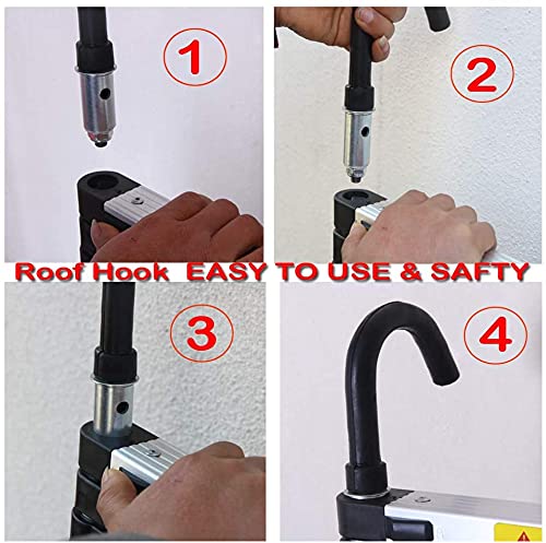 6.2M Ladder Step Ladder Loft Ladder Max Load 150KG Heavy Duty Telescopic Ladder with Roof Hook Black Portable Folding Design Extension Ladder for Indoor Outdoor Light Weight Ladder (20.3FT) 4 6.2M Ladder Step Ladder Loft Ladder Max Load 150KG Heavy Duty Telescopic Ladder with Roof Hook Black Portable Folding Design Extension Ladder for Indoor Outdoor Light Weight Ladder (20.3FT) - Image 4