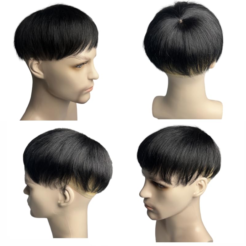 Miniatura 7 de Anemone Jewelry Peluca de cabello humano para hombre, con clip de repuesto de poliuretano alrededor del cabello, extensiones de cabello masculinas