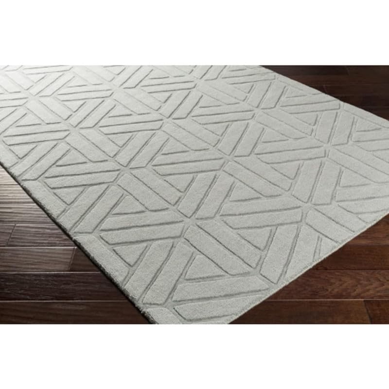 Image of Hand Tufted Modern Design Exported Collection High Low Pattern Wool Carpet for Living Room, Bedroom & Hall (Silver Grey, 8 x 11 Feet)
