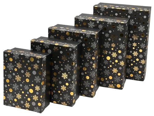 Bambelaa! 5er Set Geschenkboxen Kartonage Weihnachts Design Kisten...