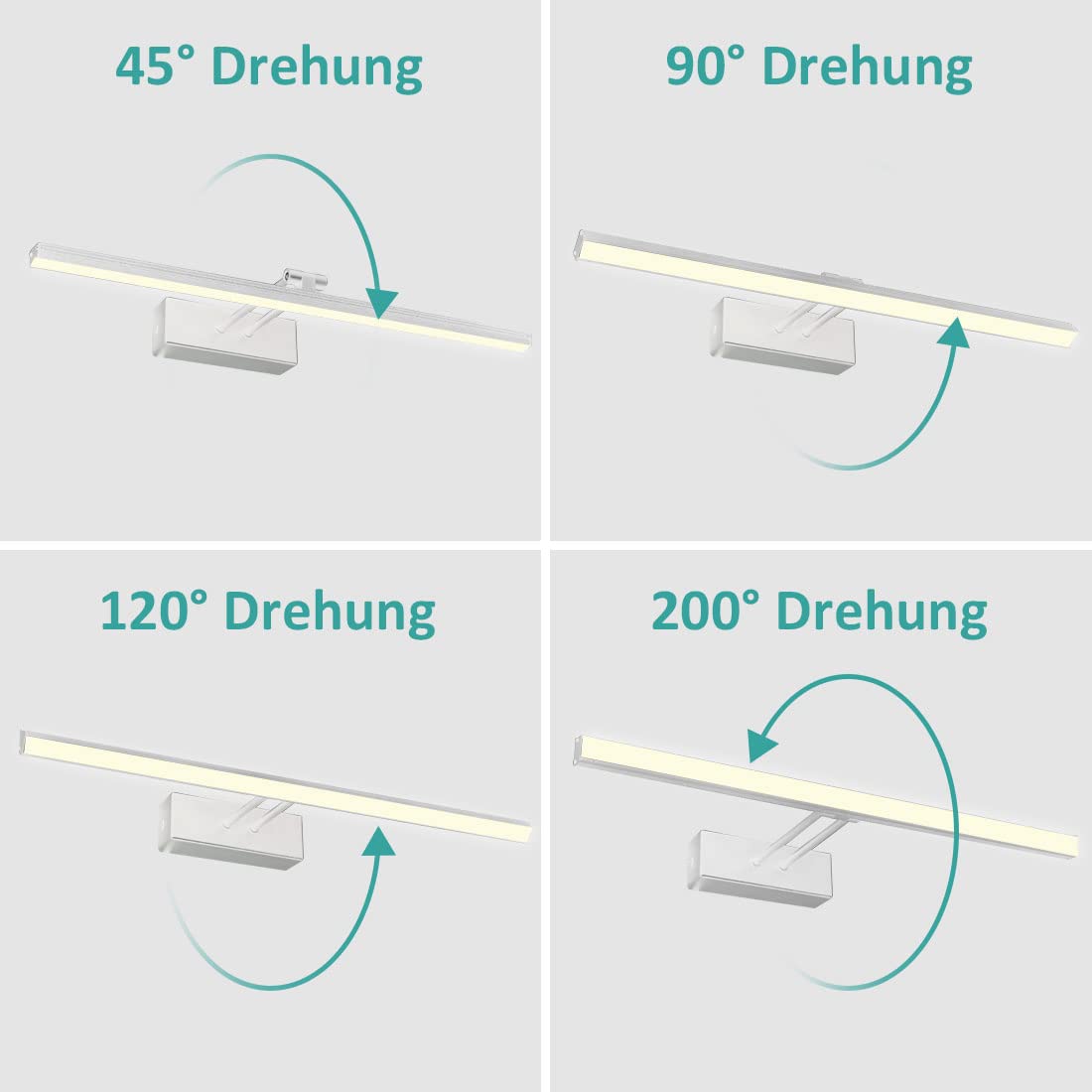 EMKE LED Spiegelleuchte Spiegellampen für das Bad LED Wandleuchte 40cm, 200° Drehbar Spiegellampe Bad Spiegelleuchten Spiegelbeleuchtung BadSpiegelschrank Beleuchtung 4200K Spiegel Licht Weiß