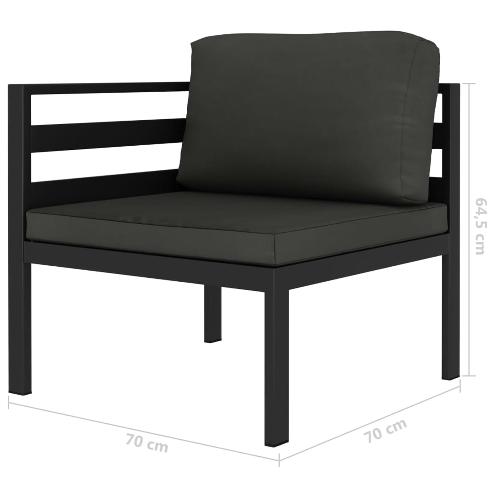 Set di 4 sedie da giardino con cuscino, in alluminio, antracite, set da pranzo, set da divano, set da giardino, set da divano, set da giardino con divano e poltrona