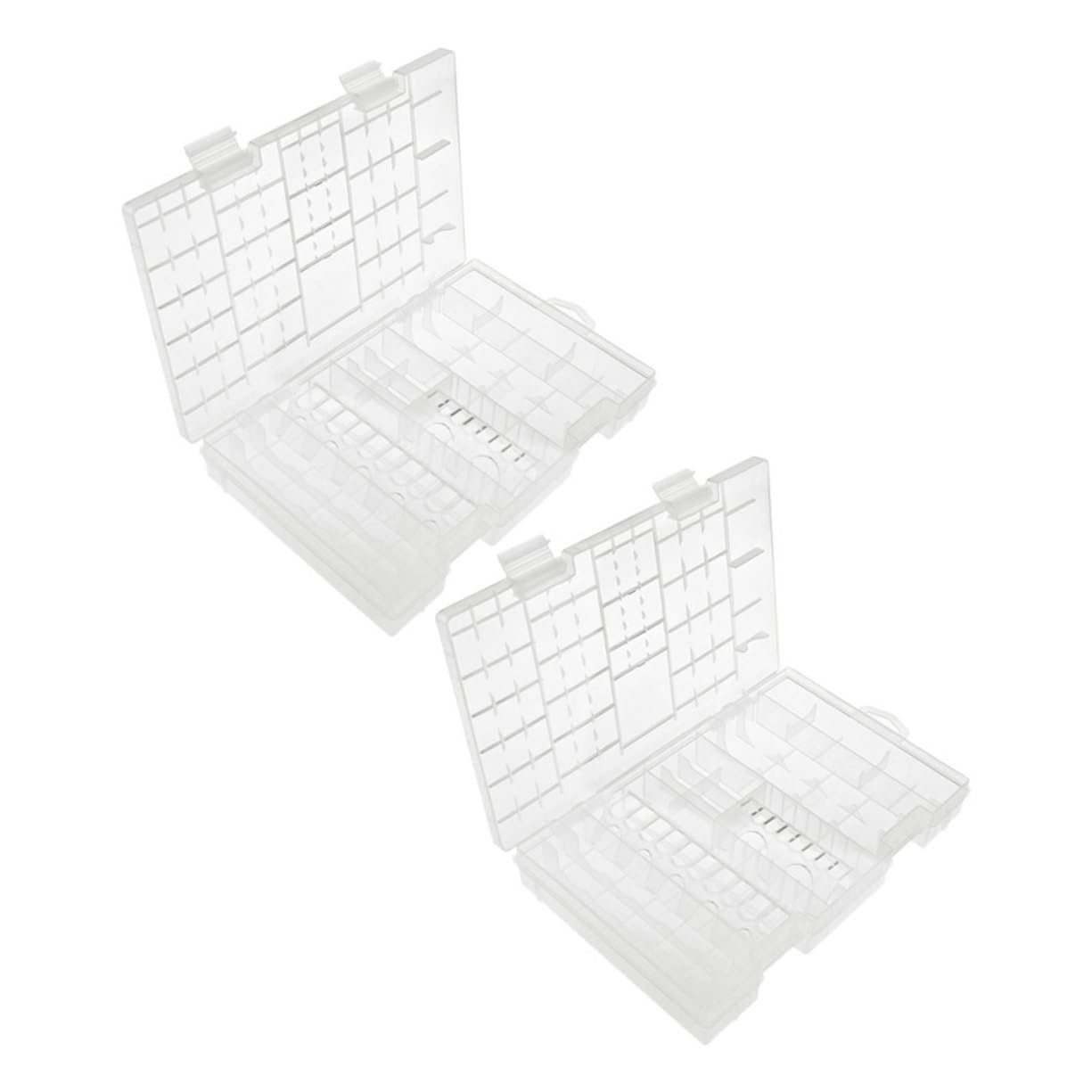 Gadpiparty 2pcs Case Clear Organizer Box for Aa Aaa Durable Plastic Compartment Holder for Home Office and Travel Use