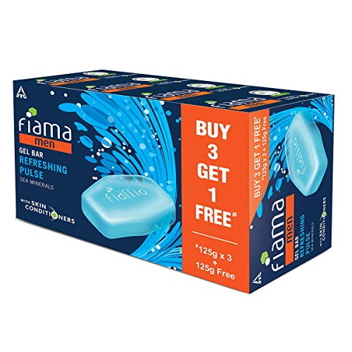 Fiama Men Refreshing Pulse Gel Bar, With Sea Minerals & Skin Conditioners For Moisturized Skin, 500g (125g - Pack of 3+1), Soap for Men, For All... - Image 2