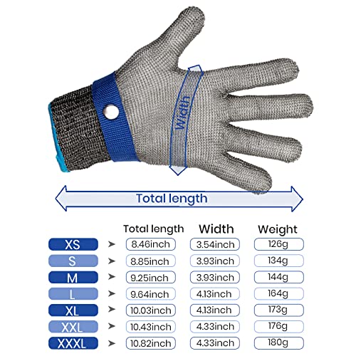 Induzeug Cut Resistant Glove Stainless Steel Wire Metal Mesh Work Gloves For Kitchen Meat Cutting, Fishing, Wood Carving And Gardening, Men Women, 1 Piece, Plus In Inner Gloves (Large) #TOP6