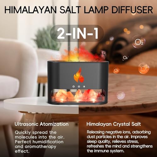 Image of BOHOFAM Plastic Humidifier for Home, Flame Diffuser Atmosphere Light Humidifier Portable Noiseless Aroma Aromatherapy Machine, Auto Shut-Off, Essential Oil Diffuser for Large Room (Flame-Black)