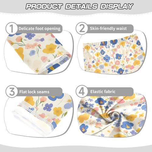 KLL The Garden Tricolor Pansy Flower Toddler Baby Girl Cotton Pants Comfortable Full Length Leg Yoga Pants Running3