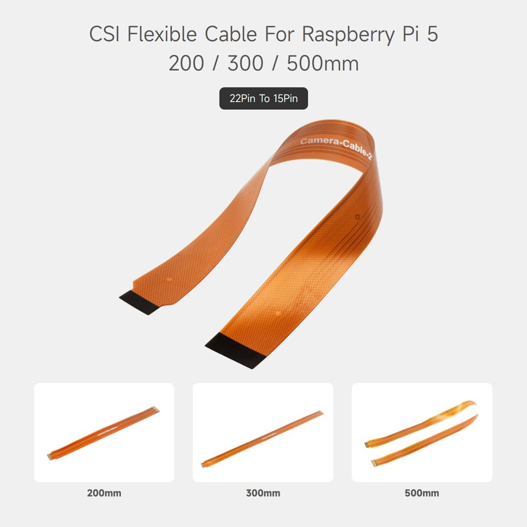Waveshare CSI FPC Flexible Cable For Raspberry Pi 5, 300mm, 22Pin To 15Pin, Suitable For CSI Camera Modules