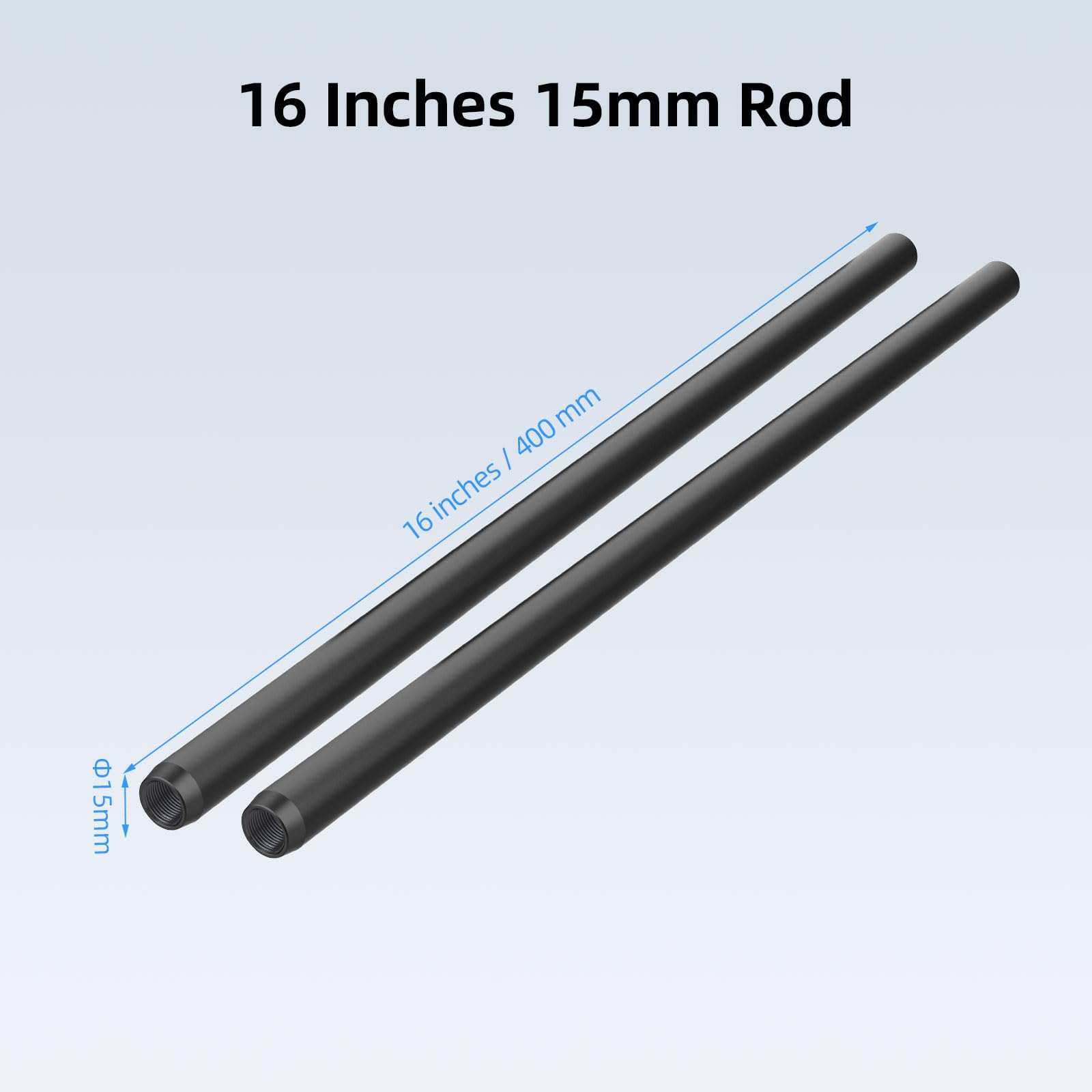 Nitze 15mm Rod 40 cm, 16 Zoll 15mm-Kamera-Aluminiumlegierung-Rod mit M11 Innengewinde für Kamera Rig Matte Box Follow Focus 15 mm Stangensystem (2 Stck.) - R15-400
