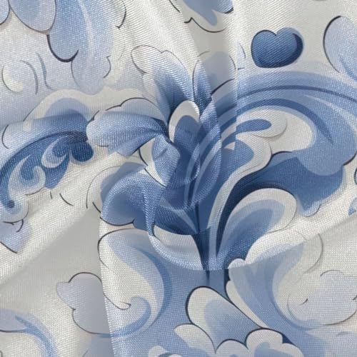 Wajiw 60 Inch Indoor Outdoor Round Tablecloth with Umbrella Hole and Zipper Waterproof Patio Table Cover for Camping Dining Room Party Outdoor Picnic,Blue Flower