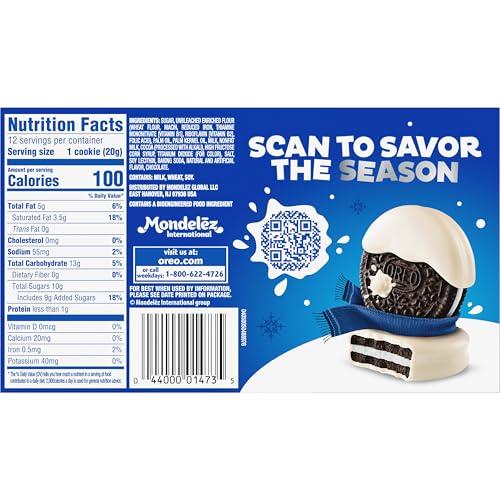 Image of Oreo, White Fudge Covered Chocolate Sandwich Cookies, Holiday Cookies, 8.5 Ounce
