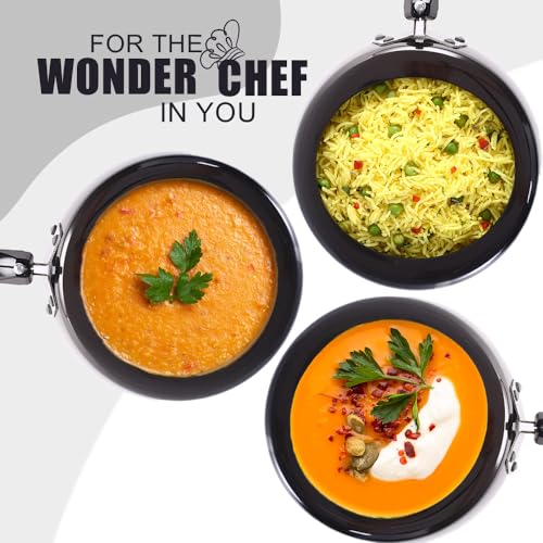 Image of Wonderchef Taurus Hard Anodized Inner Lid Pressure cooker, 3 liter, Cool Touch Handles for Durability, Induction Friendly, Black, 5 year warranty, ISI Certified