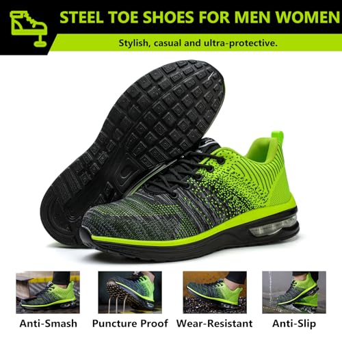 Image of Steel Toe Shoes for Men Women Lightweight Comfortable Work Shoes Indestructible Slip Resistant Safety Shoes for Construction