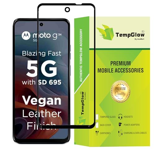Image of Screen Protector for Motorola Moto G34 5G (Black) Tempered Glass Edge-to-Edge 6D Screen Guard With Installation Kit