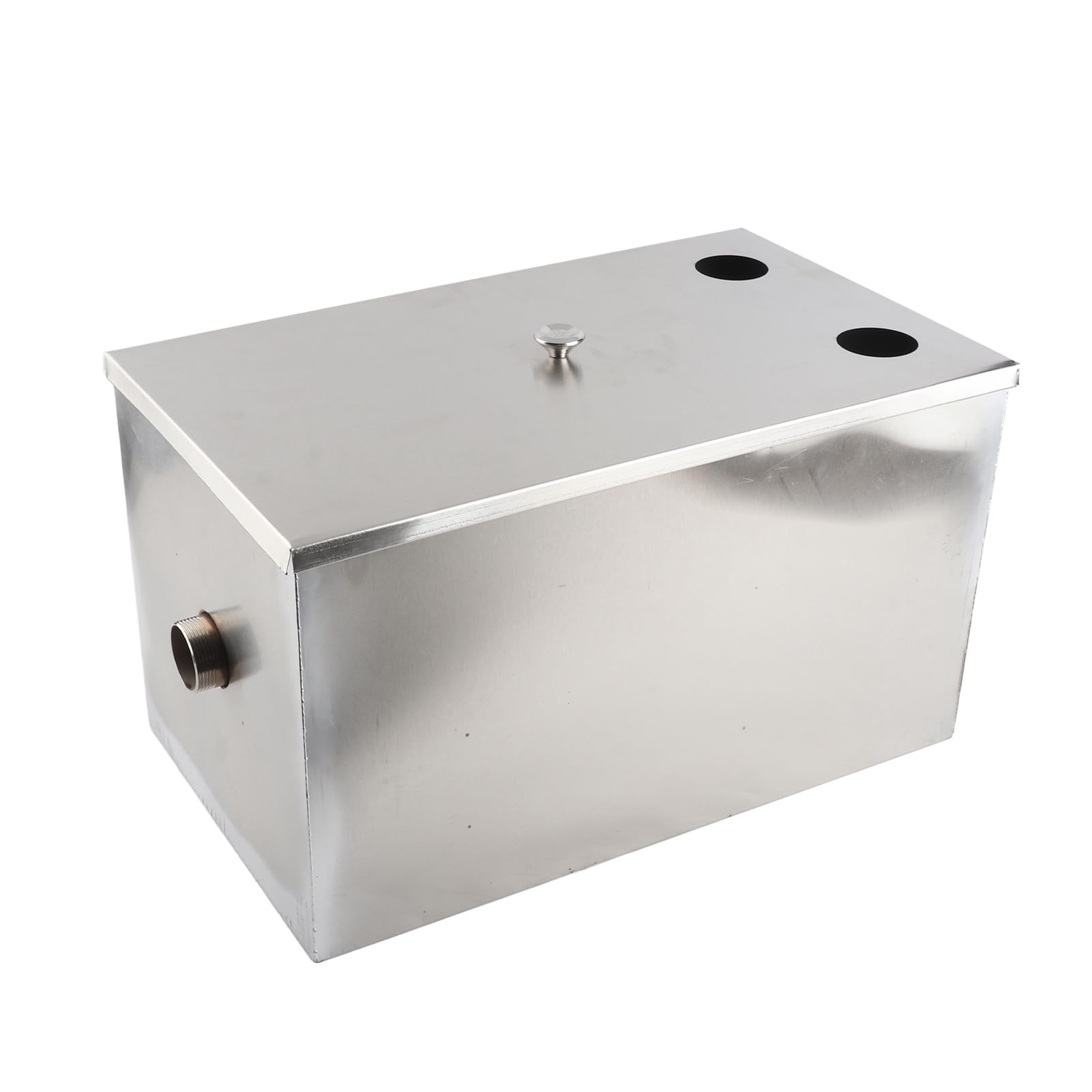 Walfront Piège à Graisse en Acier Inoxydable, Intercepteur de Graisse Commercial 500x300x295mm avec Couvercle de Filtration en 3 étapes, Entrée Supérieure pour Cuisine, Restaurant, Service Alimentaire