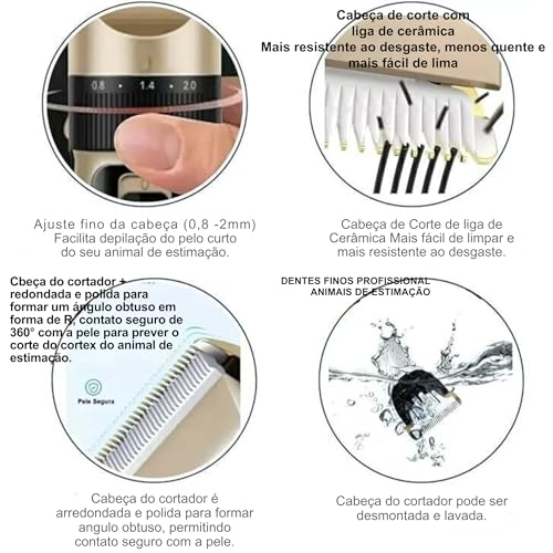 Maquina De Tosa Profissional Pet 4 Pentes de Altura À Prova d'água Retoques Acabamentos Cães Gatos