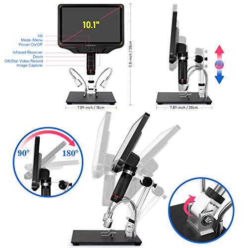 Image of Andonstar 10.1'' WiFi HDMI Digital Microscope AD409, 1080P Long Object Distance PCB Soldering Microscope for Electronics Repair, Support PC Connection to Measure