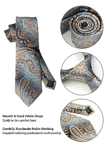 Image of Paisley Floral Mens Tie Formal Necktie Pocket Squares Ties Clips Cufflinks Classic for Men Set