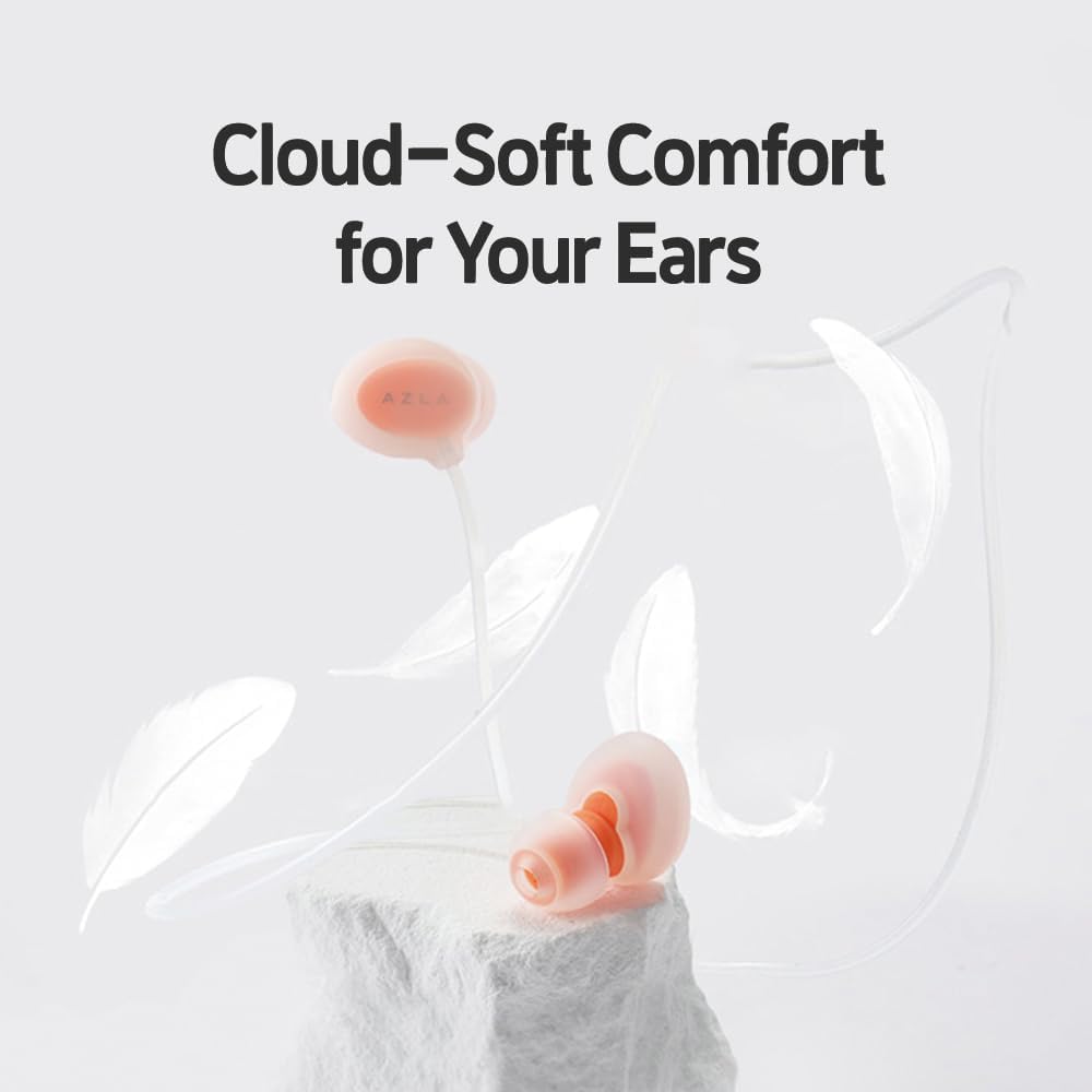 AZLA POM 10S - Ear Plugs for Sleeping Noise Cancelling - Silicone Earplugs for Sleep, Snoring, and Noise Reduction - Best Earplugs to Drown Out Snoring - Ear Plugs for Snoring Blocking (Orange)