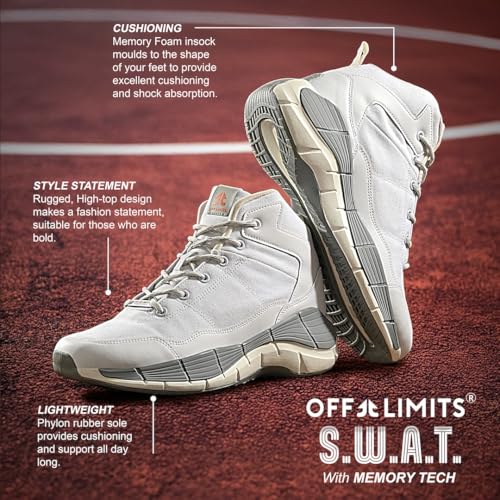 Image of OFF LIMITS S.W.A.T. Basketball Shoes for Men | High-Top Canvas-Synthetic Design with Phylon /TPR Sole, Die-Cut EVA Comfort & Lace-Up Fit for Court Practice, Training & Game Time
