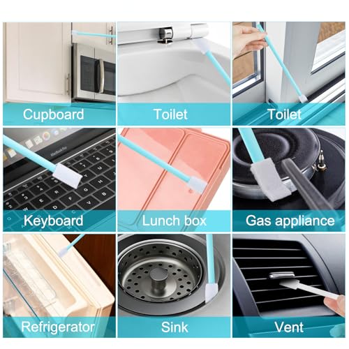 Image of 20Pcs Disposable Toilet Brush Blue Crevice Cleaning Brush Tool Kit Window Sill Keyboard Cleaning Tools for Housekeeping Car Household Use