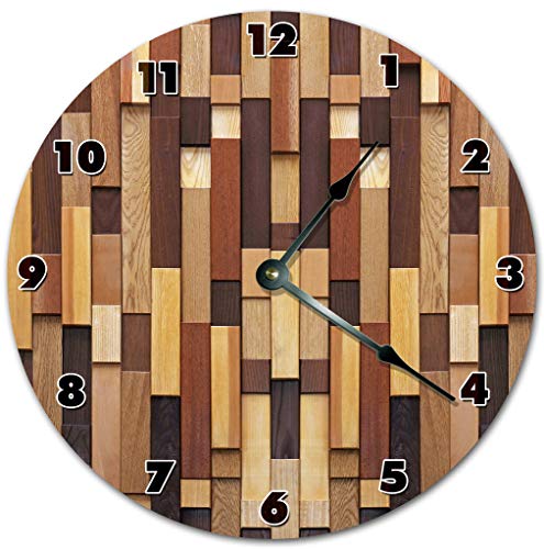 Reloj de pared moderno con fondo madera marrón 10.5" miniatura 1