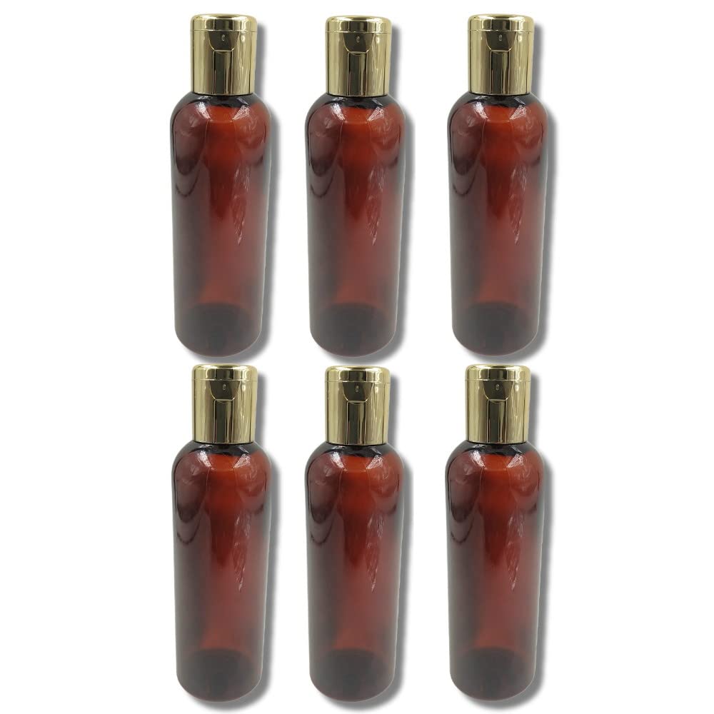 100ml Empty Clear Amber Plastic Sqaure Refillable Travel Size Cosmetic Travelling Containers Small Leak Proof Squeeze Bottles with Gold Flip Cap for Toiletries,Shampoo. (Pack of 6)-image-22