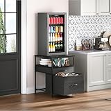 Herture Mini Fridge Stand with 3 Storage, Mini Fridge Cabinet, Beverage Fridge Table, Heavy Duty 21.3" L* 22.7" W Tabletop, for Dorm, Apartment,Office, Bedroom Black HB01BXB