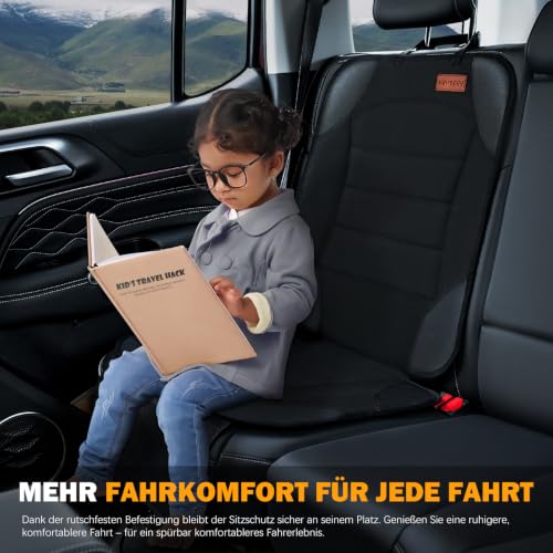 Siivton Kindersitzunterlage, Autositzschoner für Leder- und Stoffsitze, mit 2 Netztaschen, Rutschfester Unterseite… – Ansicht 5