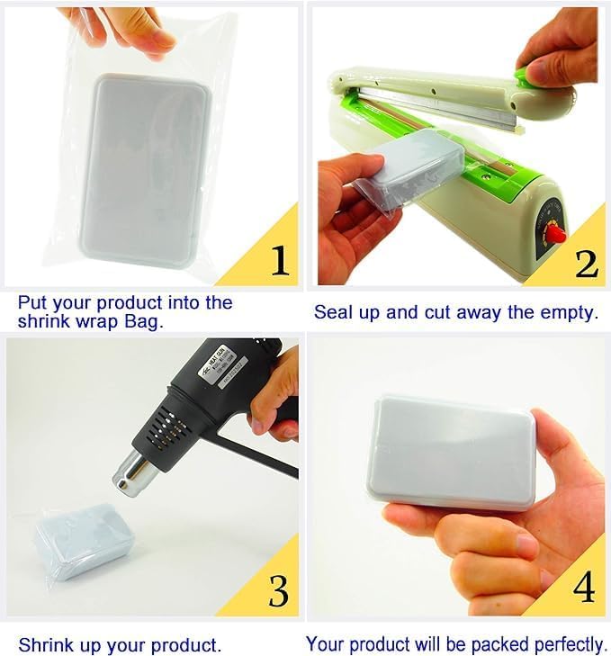 Image of Wrapio PVC Heat Shrink Sleeve Roll 10 Inch Width and 10 Meters length | Transparent Shrink Wrap sleeve for Bottle, Jar, Gift & Packaging | Heat Gun /Hot Water Compatible (10 Meters)