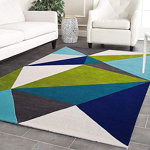 Image of Mordern Design Handmade Tufted Carpet Pure Woollen Export Quality Carpet for Living Room, Bedroom Hall [ Size 6 x 9, Color White Green ]