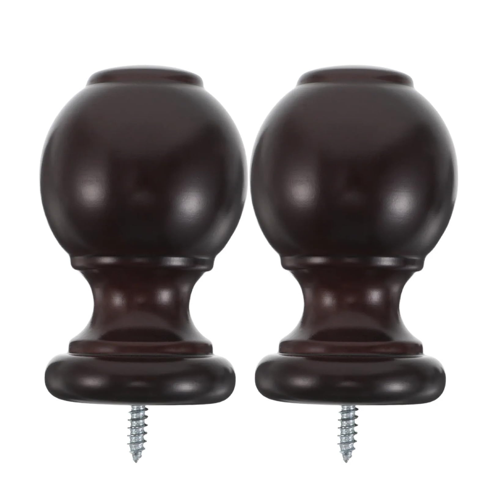 Wylqen Curtain Rod Finial Screw 2Pcs Wooden Curtain Rod Finials Decorative Replacement Ends Window Drapery Pole 29Mm Diameter Coffee Accessories for Curtain Decoration