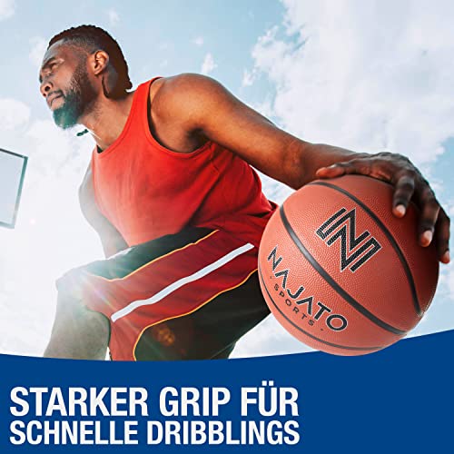 Foto von NAJATO Sports Basketball – Basketball Größe 7 inkl. Ballpumpe – Für den Outdoor & Indoor Bereich