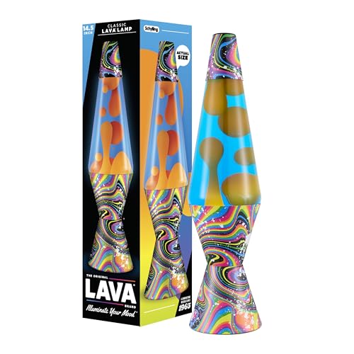 Image of Lava The Original Lamp - 14.5 inch Splattered Distortion - Classic Liquid Motion Lamp - Orange Wax and Blue Liquid - Item #2427 (Amazon Exclusive)