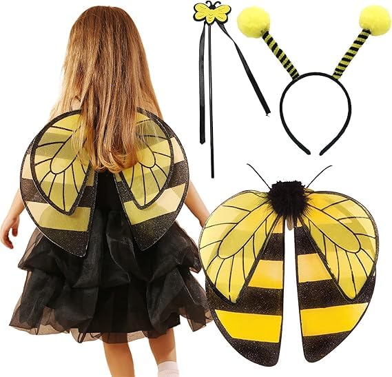 JeVenis Bumble Bee Costume Bee Wings Headband Costume Toddler Bumblebee Party Supplies Carnival Party Costume