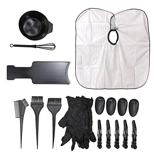 18PCS Hair Dyeing Tools, Anself All-in-one Dyeing Set with 1 Dyeing Comb, 2 Dyeing Brushes, 5 Hair Clips, 1 Color Bowl, 1 Dye Whisk, 1 Coloring Cape, 1 Coloring Board, 2 Gloves, 4 Ear Covers