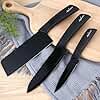 SIGNAMIO 3 Piece Printed Kitchen Knife Set - Knife for Kitchen Use, Ideal Kitchen Knife for Home, Premium Blades for Efficient Cooking, Stylish and Durable Design - Black
