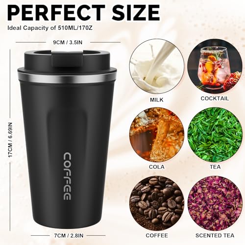 Image of MOMSIV 17oz Travel Mug, Insulated Coffee Cup with Leakproof Lid, Vacuum Stainless Steel Double Walled Reusable Tumbler for Hot and Cold Water Coffee and Tea In Travel and Car