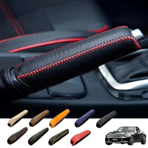 WeCar マツダ ロードスターRF 本革 手作り ハンドブレーキカバー サイドブレーキ カバー ハンドブレーキ 保護 汚れ防止 各車種 汎用 取り付け簡単 上質 高級 べっジュ×ブラック