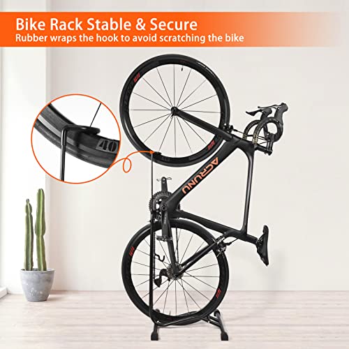 Acrunu Upright Bike Stand - Premium Vertical & Horizontal Adjustable Bicycle Floor Parking Rack Stand - Safe & Stable For Mtb Road Bikes Indoor Bike Storage - For Wheels Width Max To 2.5'' #TOP2