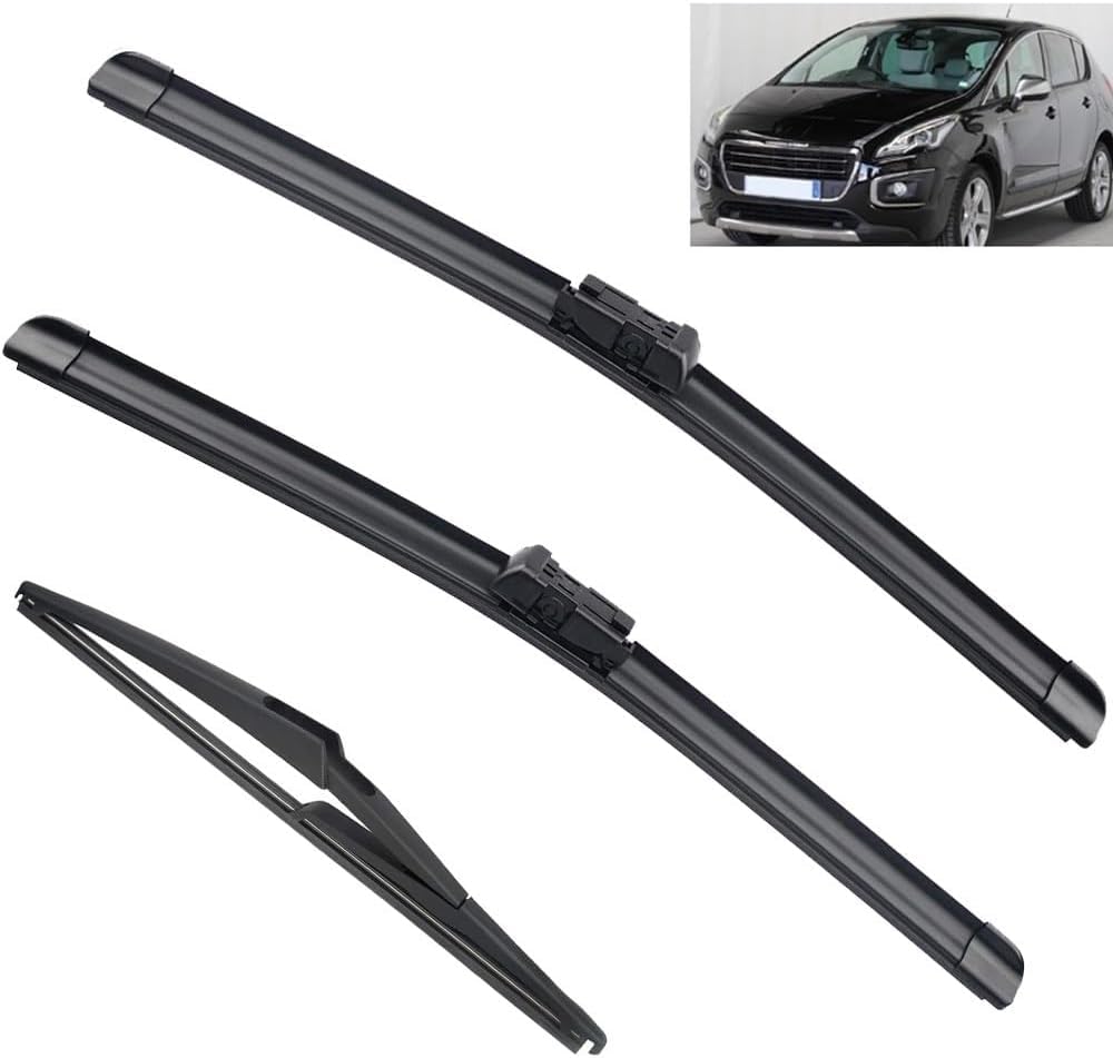 RESKIU Car Front Windshield Wiper Blade Set Replacement for Peugeot 3008 MK1 2008-2016, All Season Windscreen Wipers Quiet Easy Installation