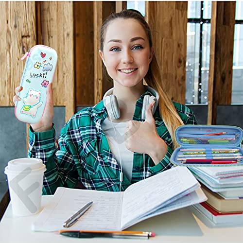 Image of FunBlast Pencil Pouch for Kids - Multi-Purpose Zipper Pencil Case, Pencil Box for Boys, Pen & Pencil Pouch Bag, Stationary Organizer for Kids, 3D Hardtop Eva Canvas Pencil Case (Cute Cat)