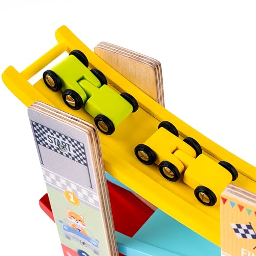 Image of Cots and Cuddles Multilevel Ramp Race Track Set with 4 Mini Cars for Kids | Montessori Motor Skill Development Toy | Gift for 2+ Year Old Boys & Girls | Made in India