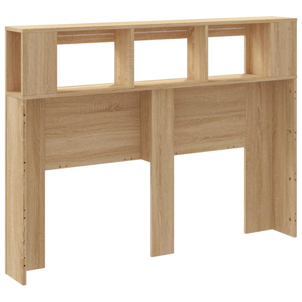 vidaXL Tête de Lit à LED, Tête de Cadre de Lit, Accessoire de Lit Double, Meuble de Chambre à Coucher Maison Intérieur, Chêne Sonoma 140x18,5x103,5cm Bois Ingénierie