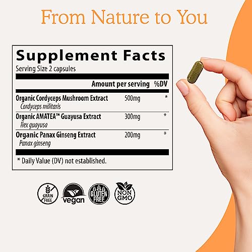 Real Mushrooms RealBoost Capsules – Cordyceps Mushroom, Panax Ginseng & Guayusa Extract – for Overall Wellness & Energy Support – Vegan, Non-GMO, No Fillers – 60 Count Mushroom Supplement Blend - Thumbnail 4