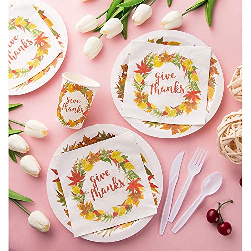 Give Thanks White Paper Napkins For Thanksgiving Party (6.5 X 6.5 In, 100 Pack) #TOP1